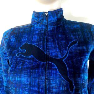 Puma Ladies Blue & Black Logo Zip Up Track Jacket Size 10 (Small)